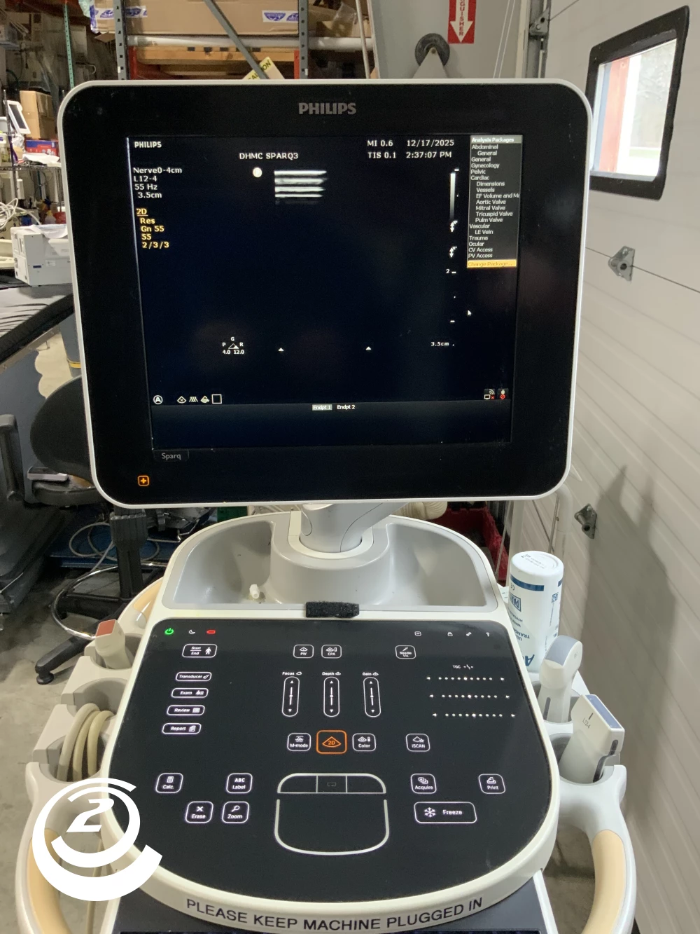 Philips Philips Sparq Ultrasound System W/Probe L12-4, S4-2 MFG 2017