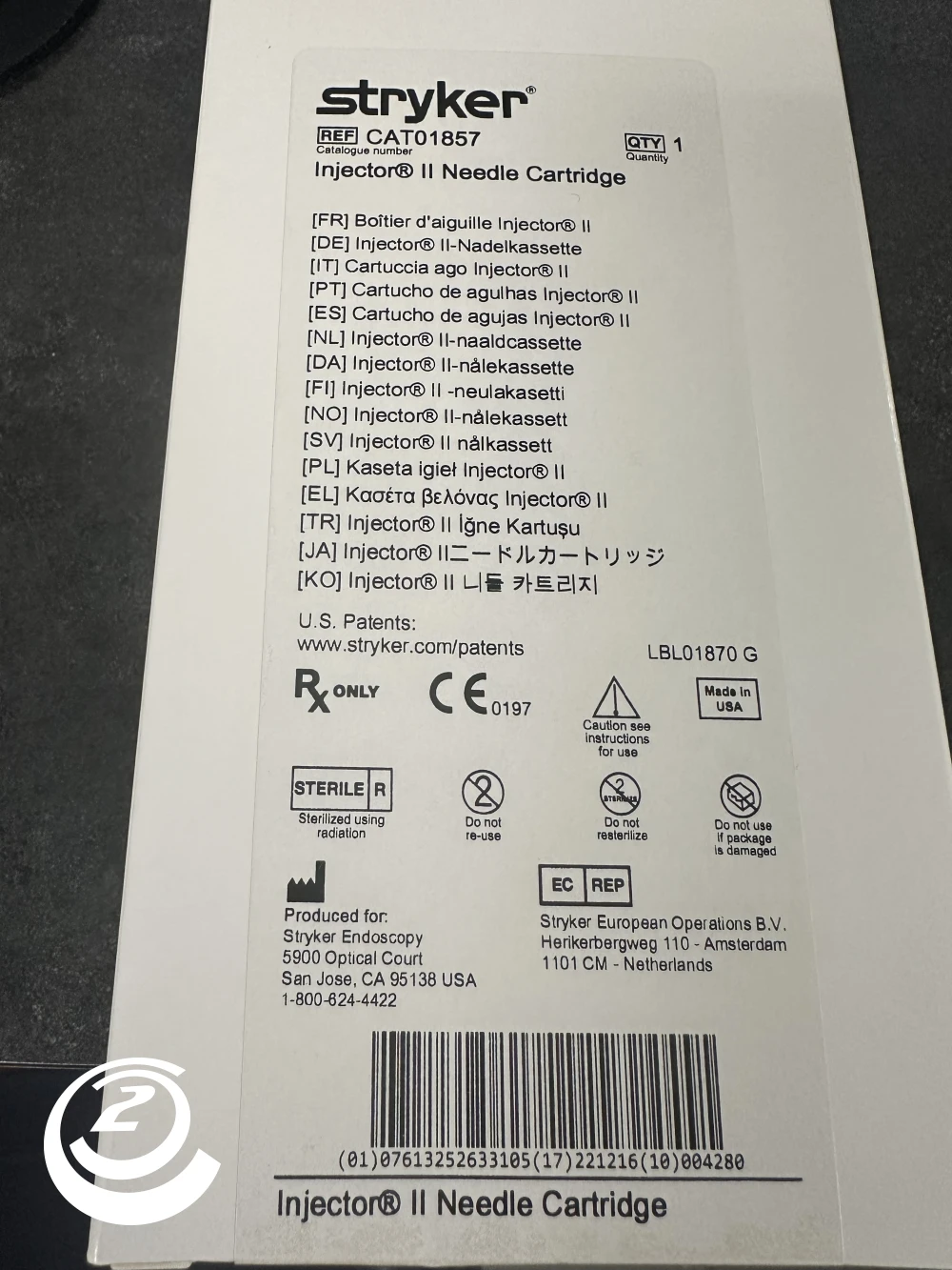 Stryker Injector II Needle Cartridge CAT01857