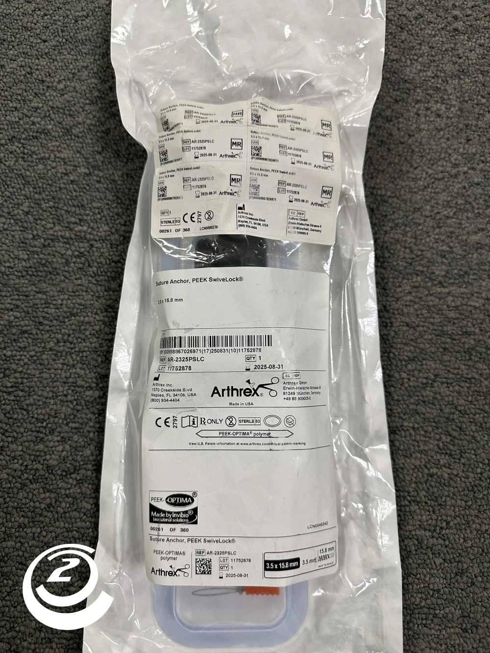 Arthrex Suture Anchor, PEEK Swivelock AR-2325PSLC
