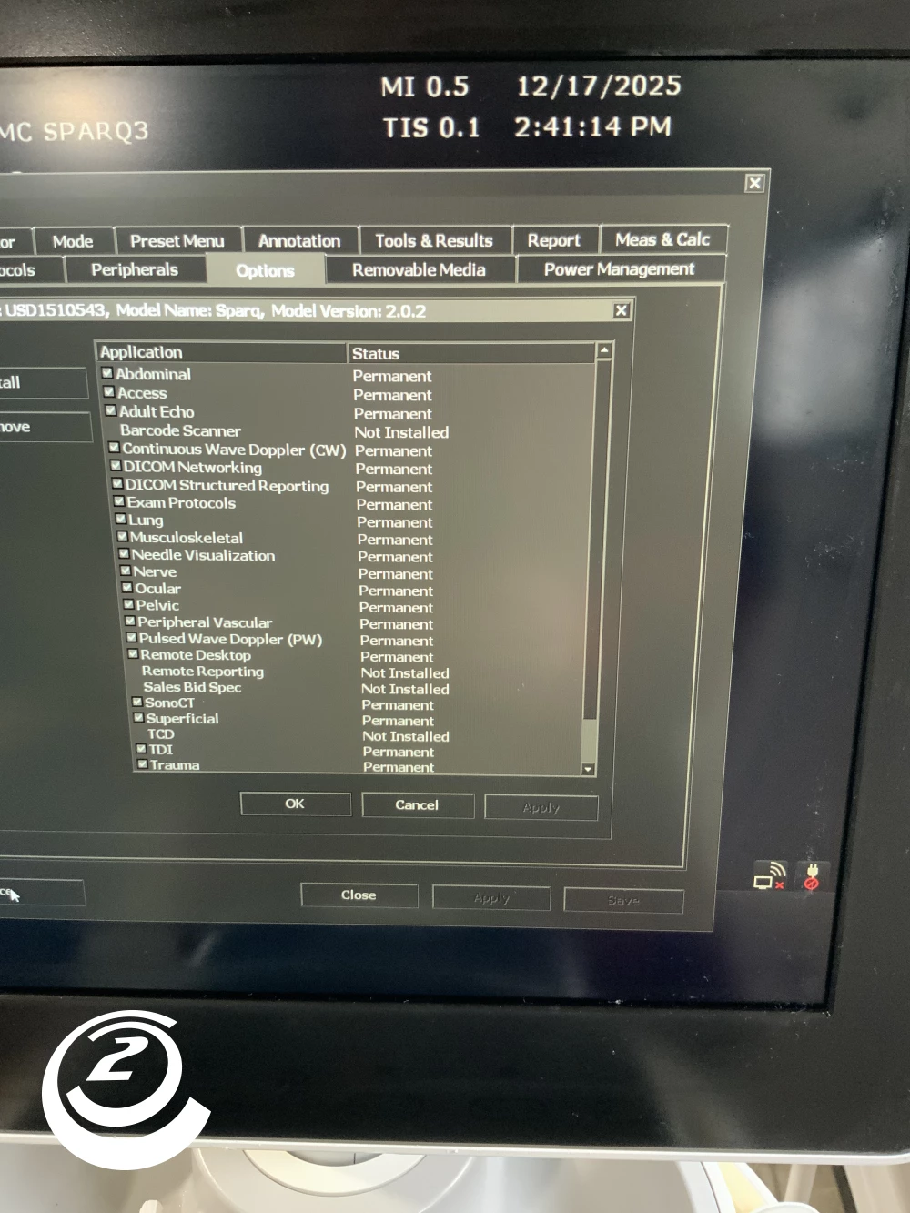 Philips Philips Sparq Ultrasound System W/Probe L12-4, S4-2 MFG 2017